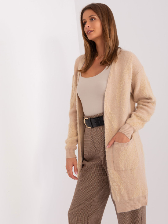 Béžový vzorovaný kardigán s vreckami