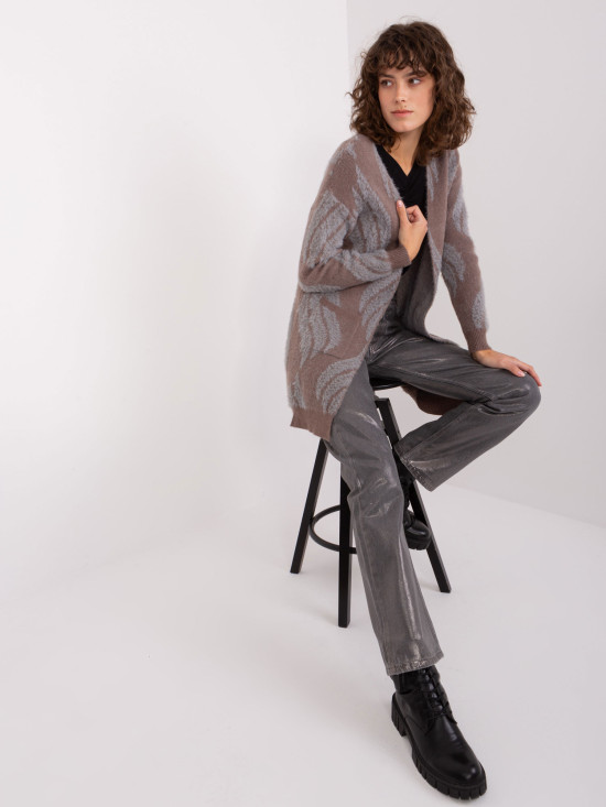 Tmavohnedý pletený kardigán