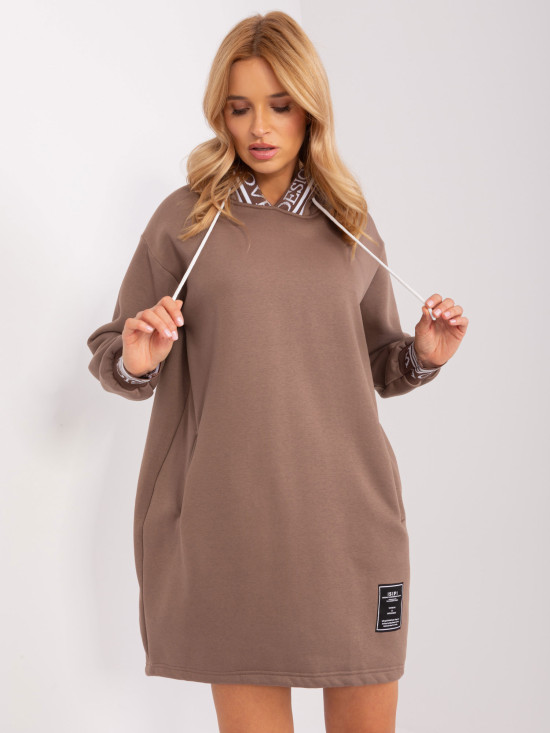 Hnedé mikinové oversize šaty
