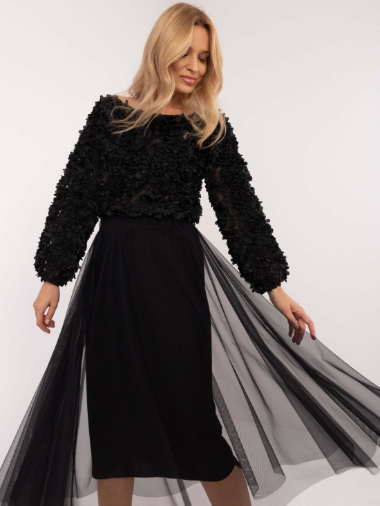 Elegantná čierna midi sukňa