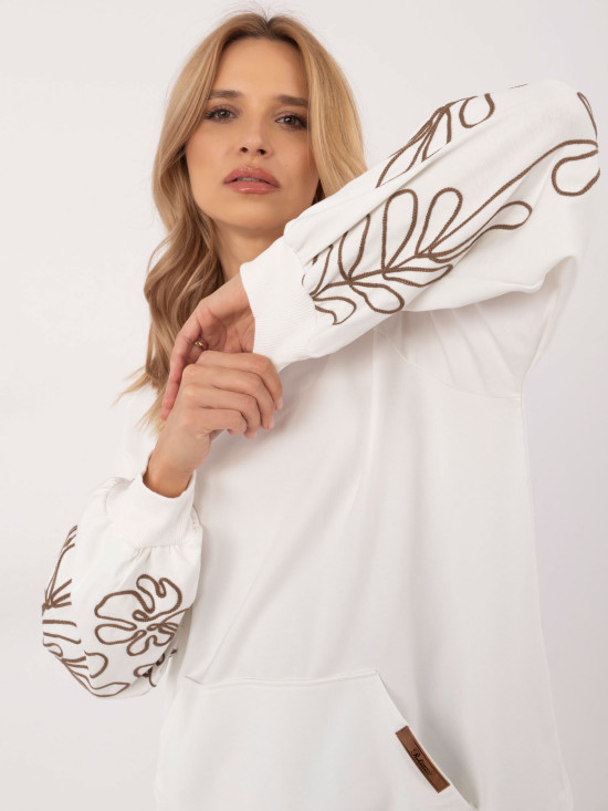 Elegantná ecru mikina s vyšívaním