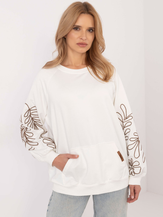 Elegantná ecru mikina s vyšívaním