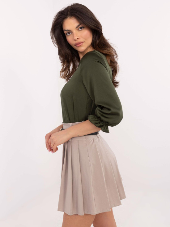 Elegantná blúzka s 3/4 rukávom v khaki