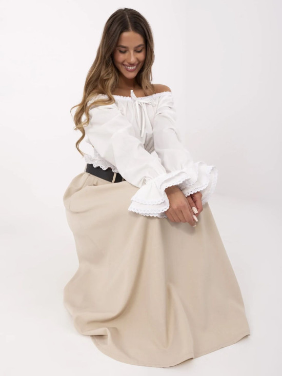 Elegantná maxi sukňa v béžovej farbe