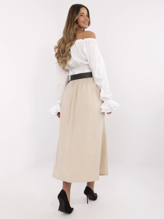 Elegantná maxi sukňa v béžovej farbe