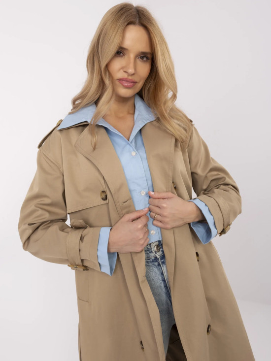 Elegantný prechodný kabát v béžovej farbe