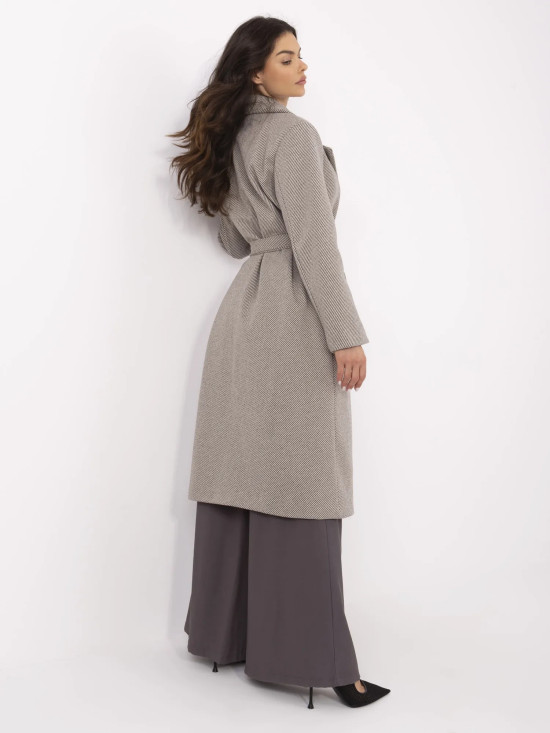 Elegantný prechodný kabát v šedo-bežovej farbe