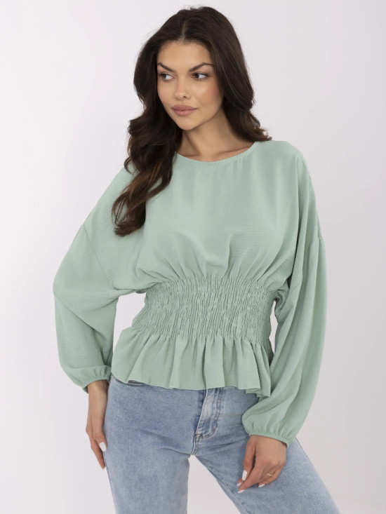 Elegantná blúzka v pistáciovej farbe