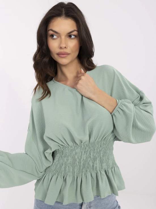 Elegantná blúzka v pistáciovej farbe