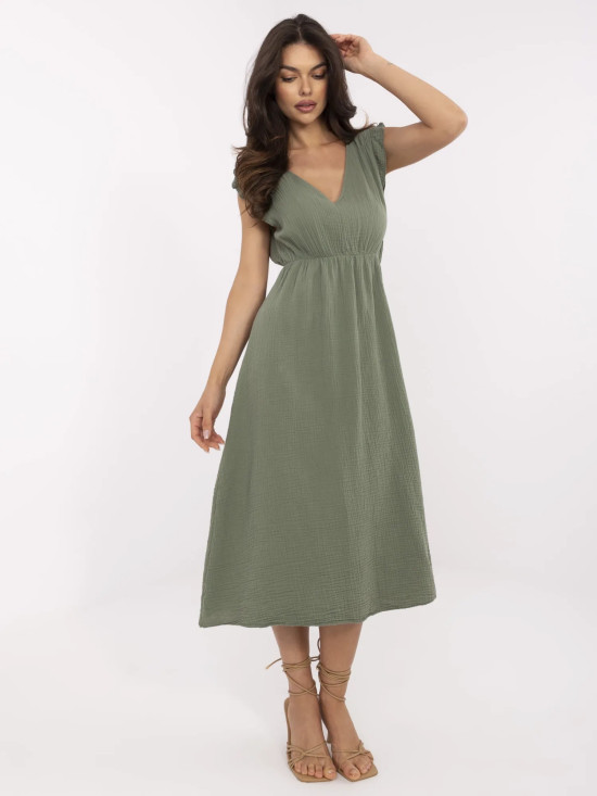Khaki midi letné šaty