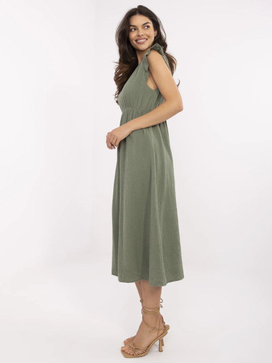 Khaki midi letné šaty