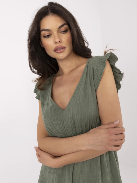 Khaki midi letné šaty