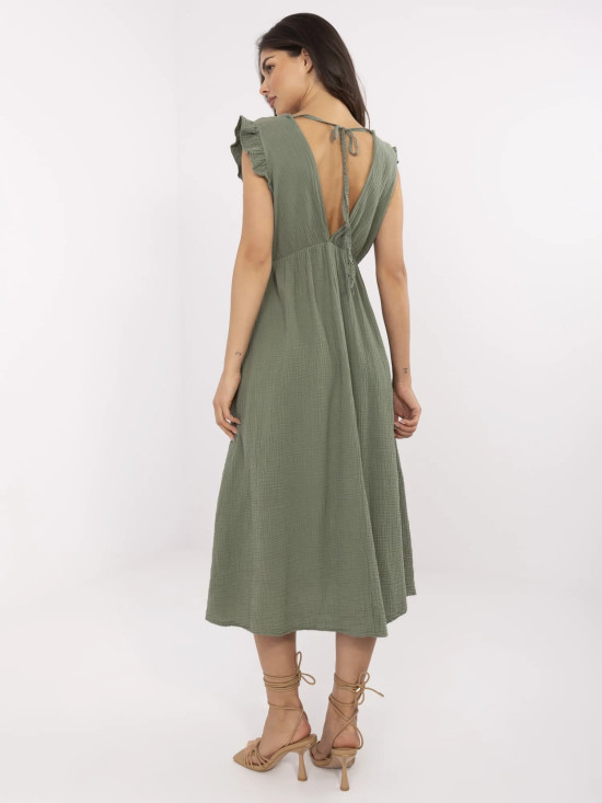 Khaki midi letné šaty