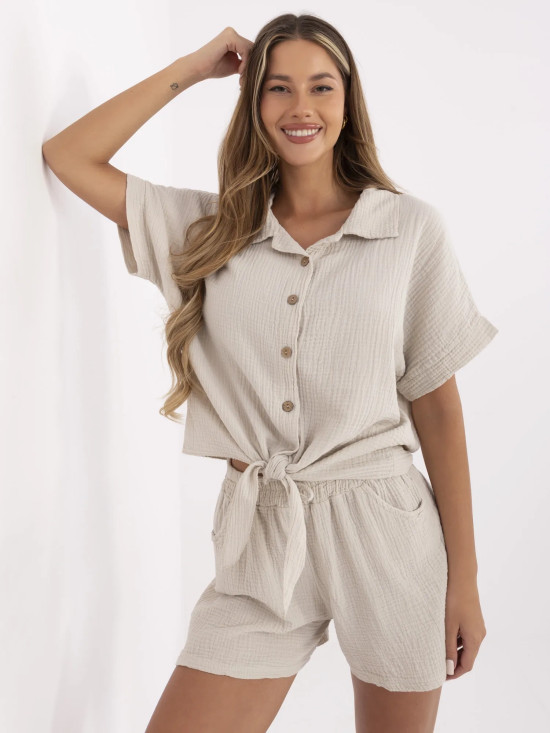 Béžová košeľa s krátkym rukávom