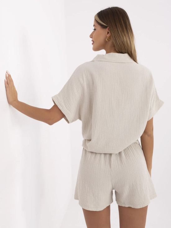 Béžová košeľa s krátkym rukávom