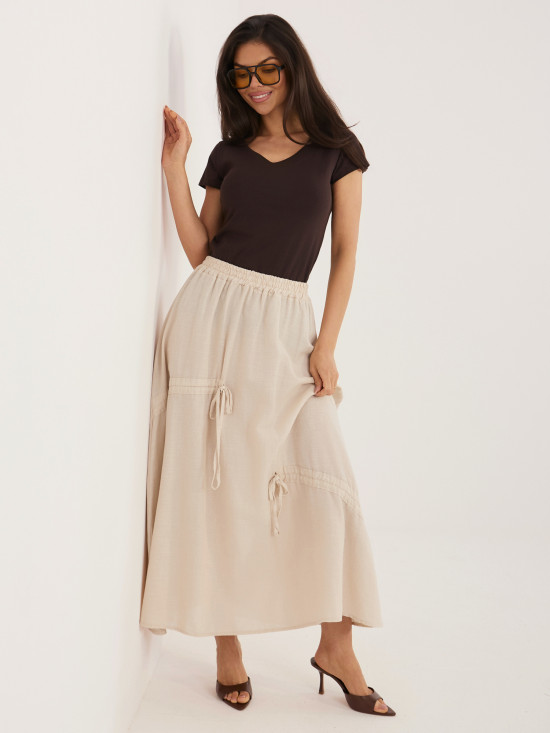 Béžová midi sukňa s viazaním