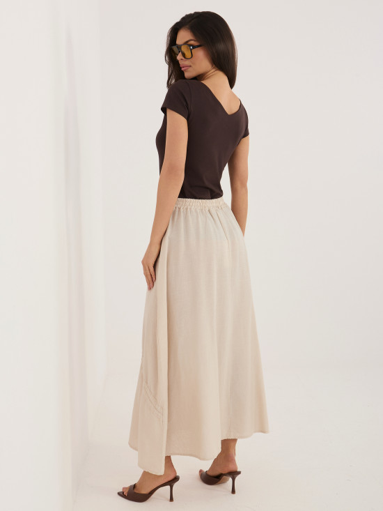 Béžová midi sukňa s viazaním