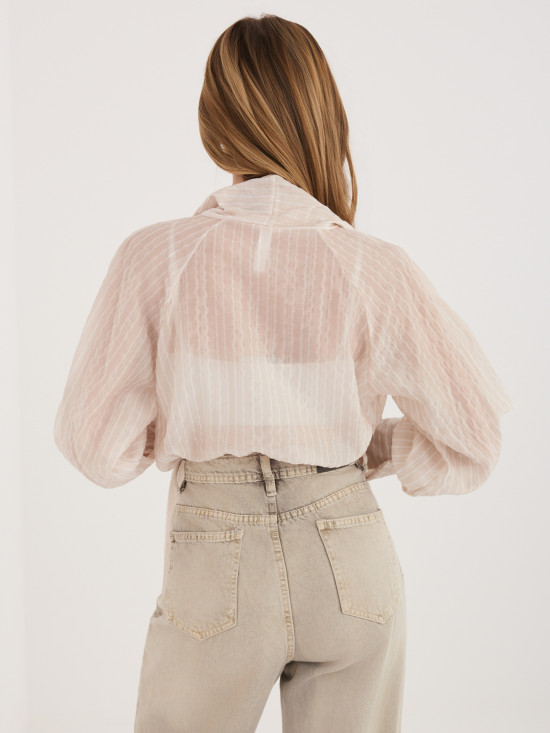 Béžová pruhovaná košeľa s viazaním