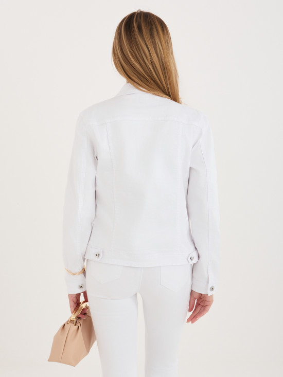 Biela džínsová bunda s golierom