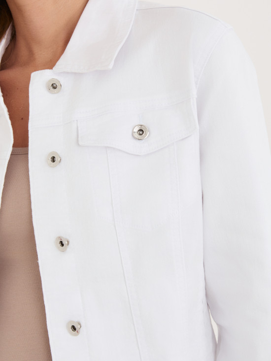 Biela džínsová bunda s golierom