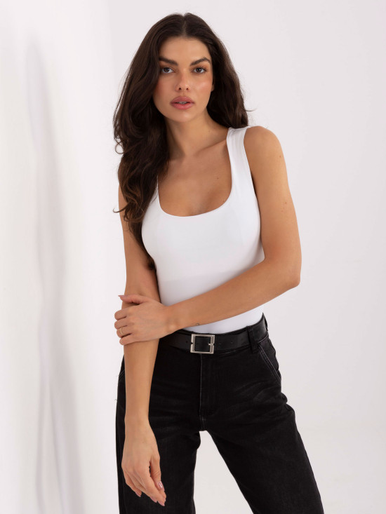 Biely hladký top bez rukávov