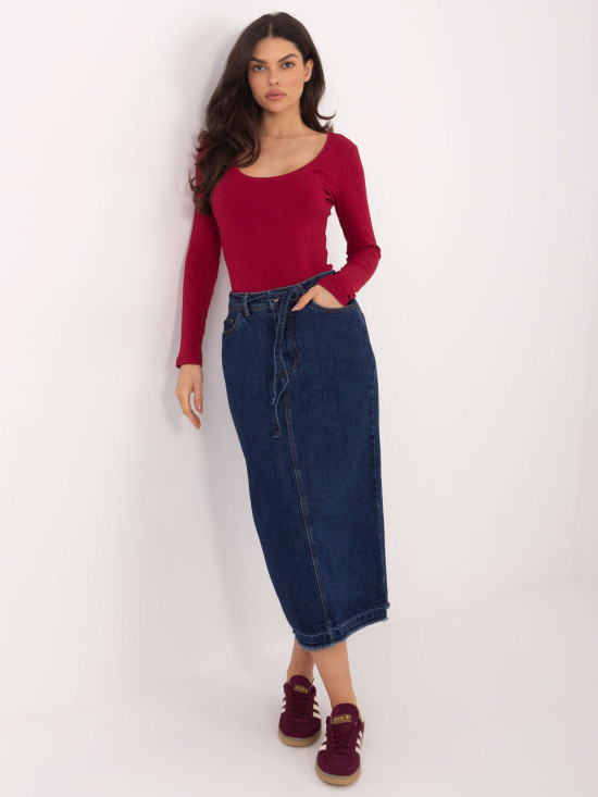 Bordové rebrované body s dlhým rukávom