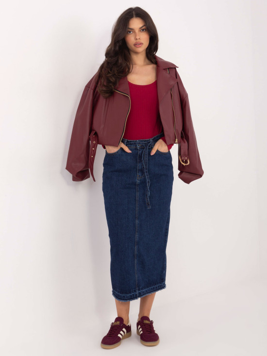 Bordové rebrované body s dlhým rukávom