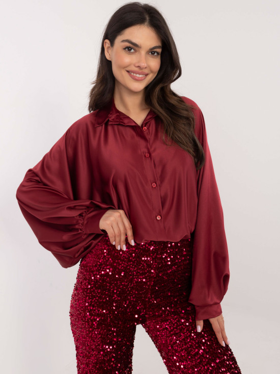 Bordová elegantná košeľa s gombíkmi