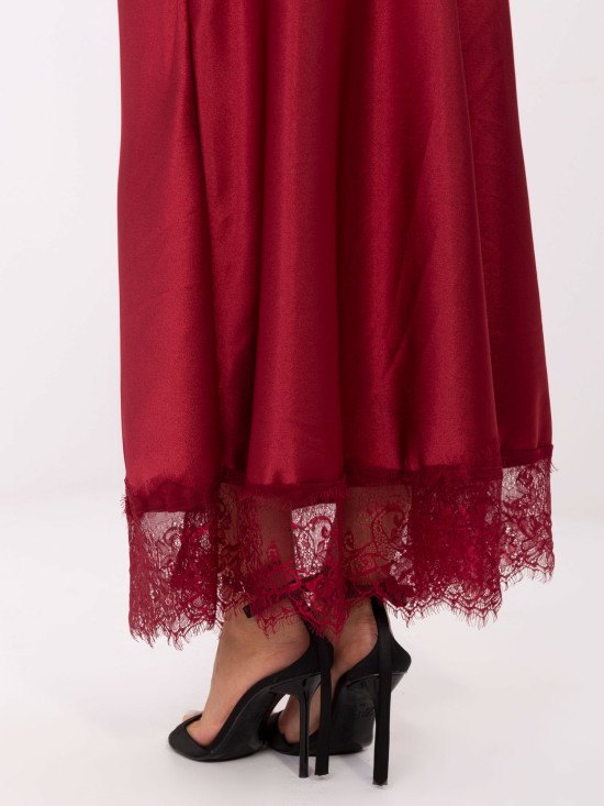 Bordová maxi sukňa s čipkou