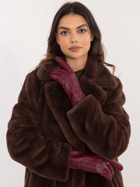 Dámske zateplené rukavice v bordovej farbe