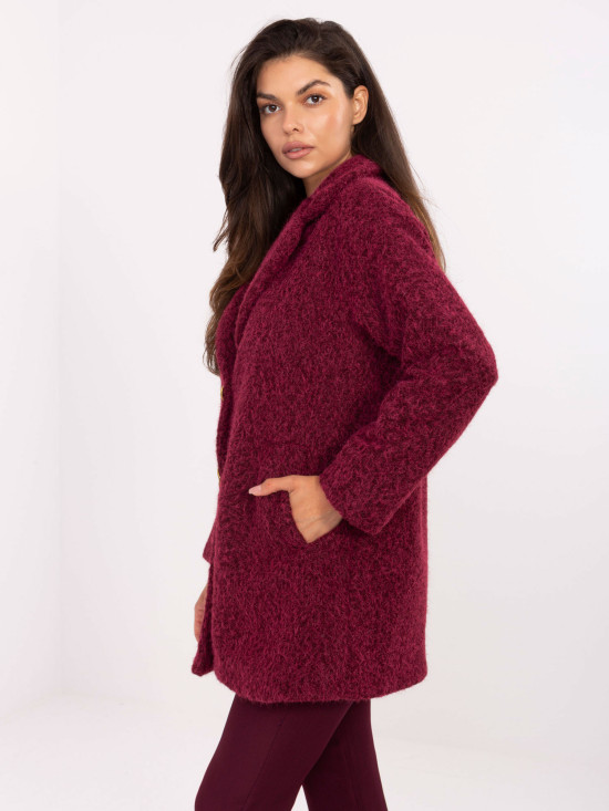 Elegantný prechodný kabát v bordovej farbe