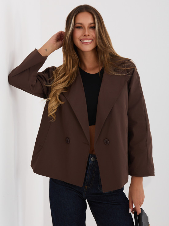 Krátky prechodný kabát s podšívkou, tmavohnedý