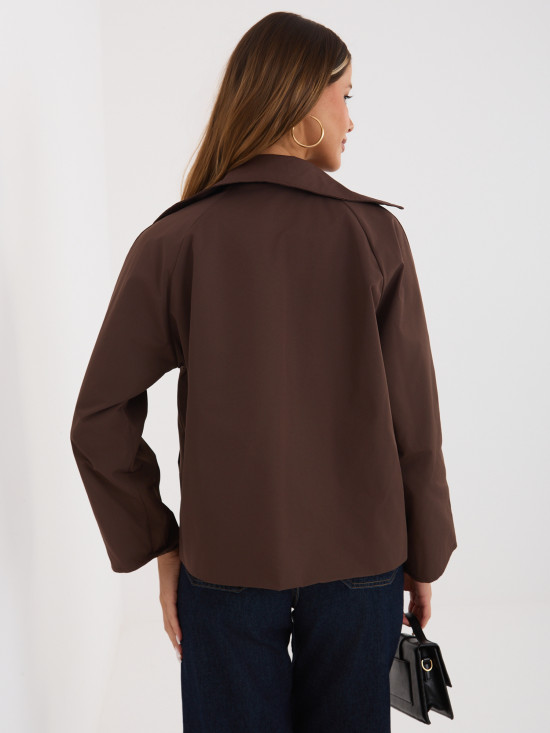 Krátky prechodný kabát s podšívkou, tmavohnedý