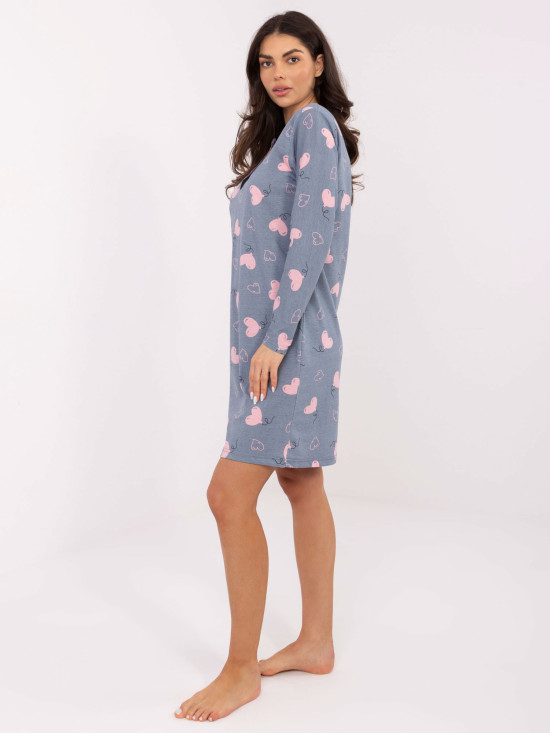 Dámska nočná košeľa s dlhým rukávom, tmavomodrá