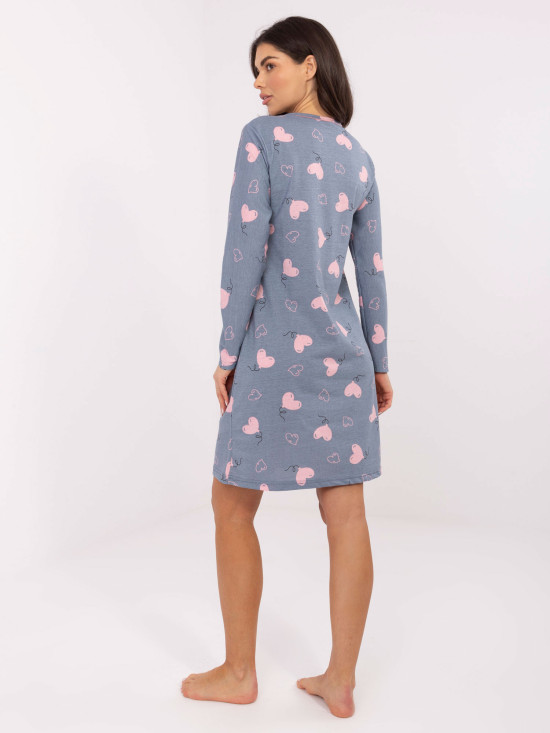 Dámska nočná košeľa s dlhým rukávom, tmavomodrá