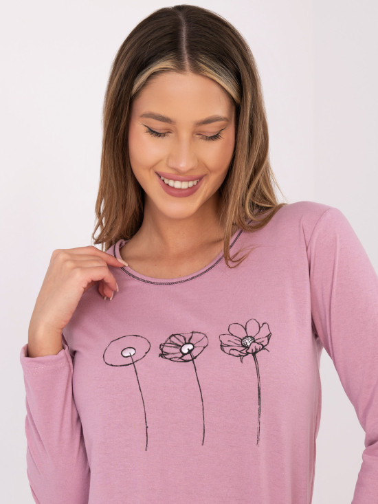 Dámske bavlnené pyžamo s potlačou, ružové