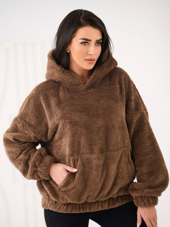 Béžová mikina s kapucňou a vreckom