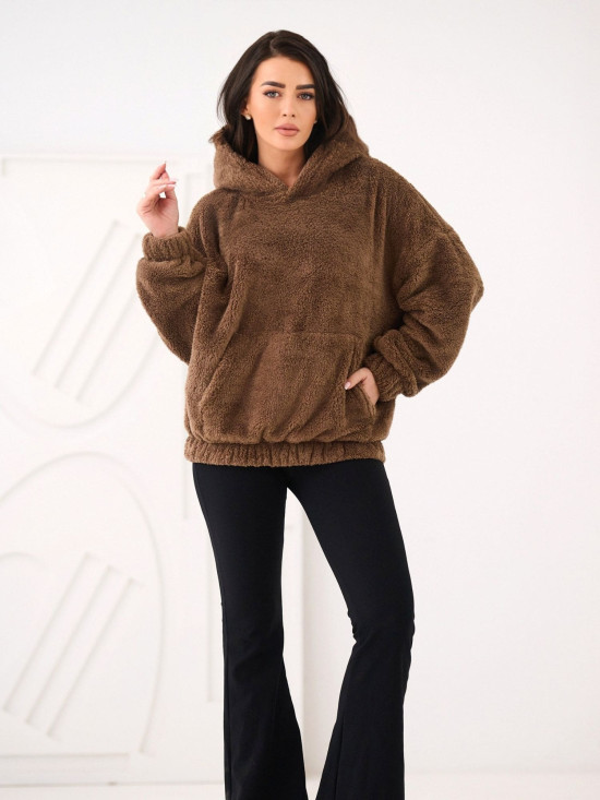 Béžová mikina s kapucňou a vreckom