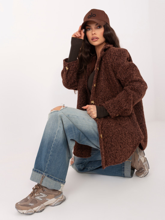 Dámska prechodná bunda v tmavohnedej farbe