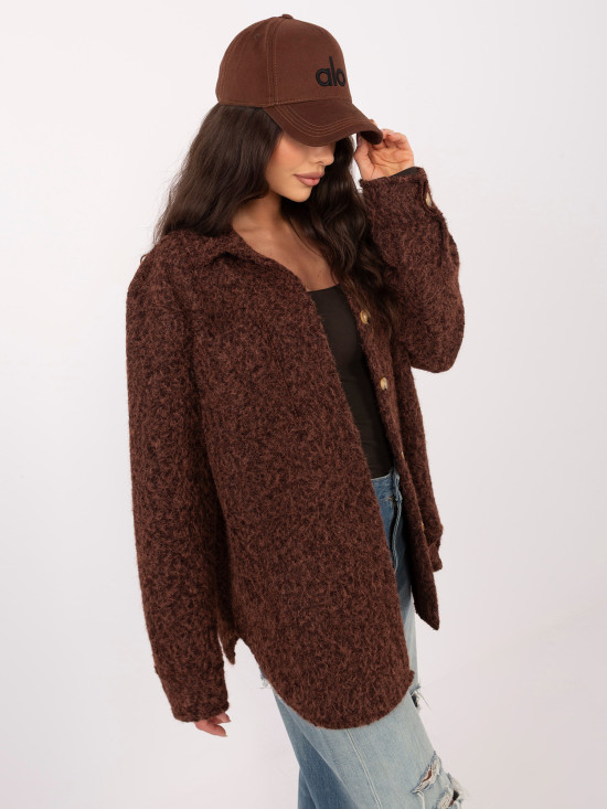 Dámska prechodná bunda v tmavohnedej farbe