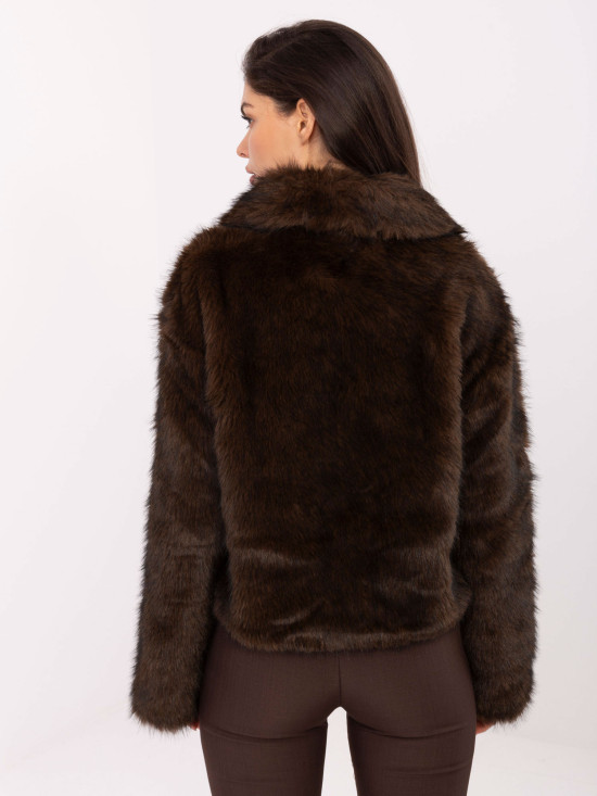 Elegantná zimná bunda v tmavohnedej farbe