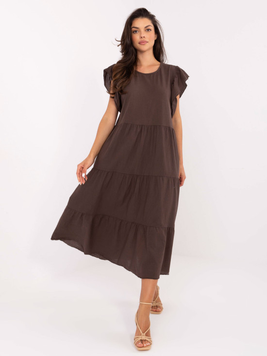 Oversize midi šaty v tmavohnedej farbe