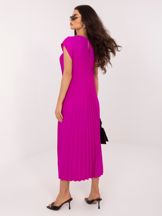 Tmavofialové midi koktejlové šaty s vreckami