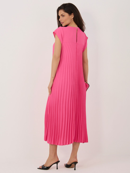 Elegantné ružové midi šaty s vreckami