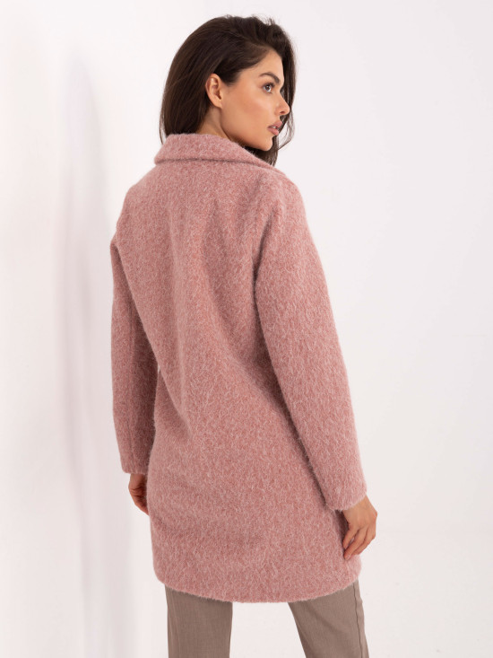 Elegantný prechodný kabát v tmavo ružovej farbe