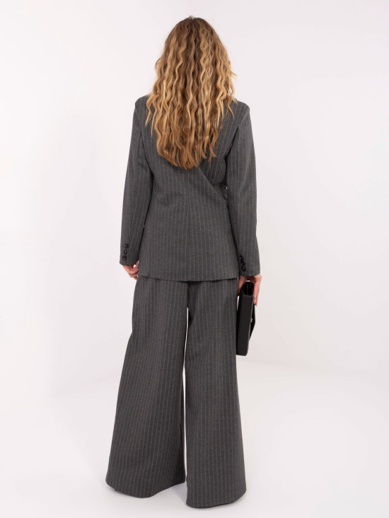 Dámske elegantné sako s pásikmi, tmavosivé