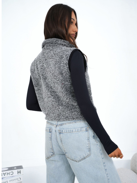 Dámska sivá kožušinová vesta