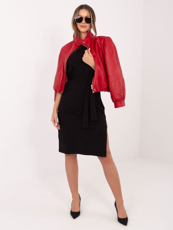 Čierne bavlnené letné šaty s opaskom