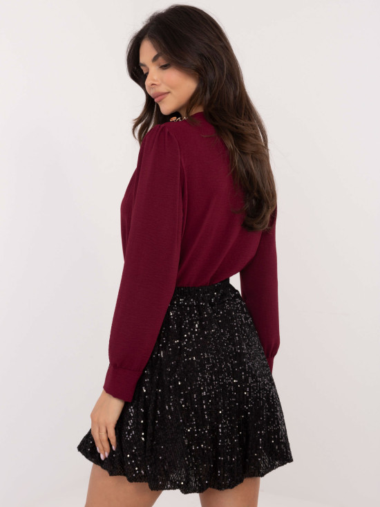 Čierna elegantná mini sukňa s flitrami a podšívkou