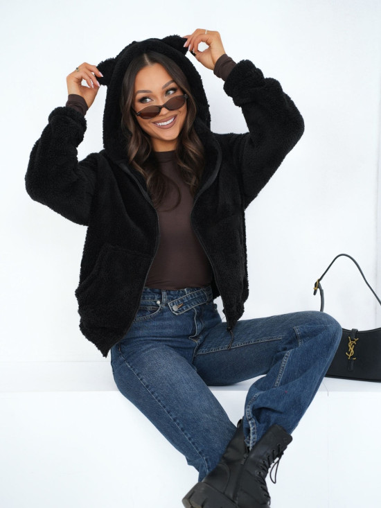 Čierna mikina so zipsom a kapucňou